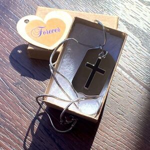 Dog Tag Cross urn cremation necklace